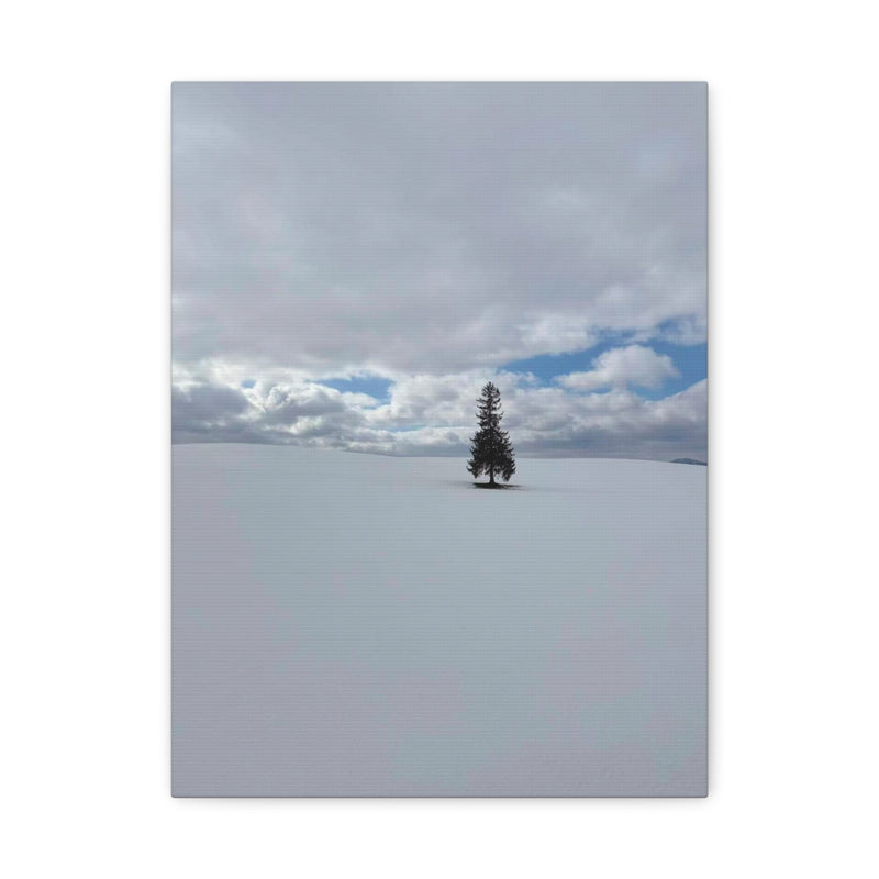 Load image into Gallery viewer, Minimal Winter Landscape Canvas – Solitary Tree in Snow Matte Stretched Canvas

