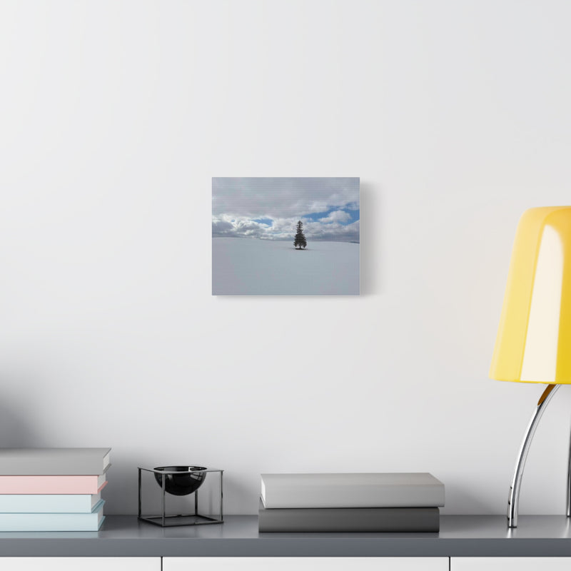 Load image into Gallery viewer, Minimal Winter Landscape Canvas – Solitary Tree in Snow Matte Stretched Canvas
