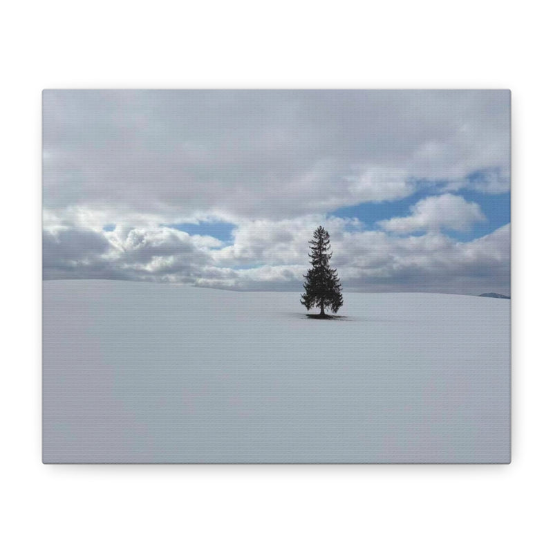 Load image into Gallery viewer, Minimal Winter Landscape Canvas – Solitary Tree in Snow Matte Stretched Canvas
