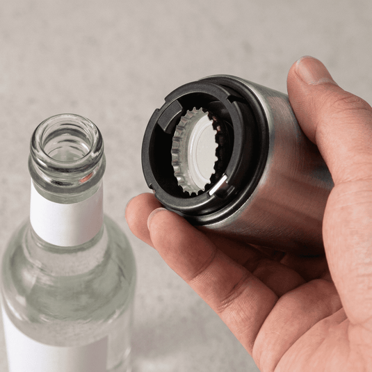 Stainless Steel Automatic Beer Bottle Opener with Push-Down Magnetic Cap Catcher (Silver)