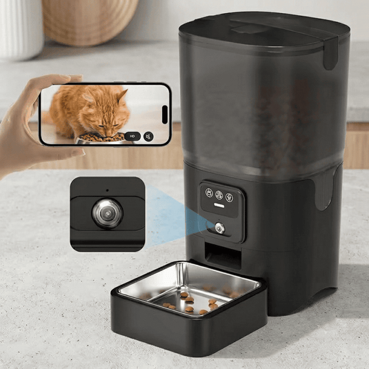 Smart 6L Automatic Pet Feeder with 720P HD Camera & 2-Way Audio – Timed WiFi Dog & Cat Food Dispenser