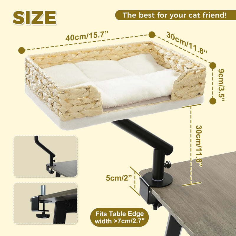 Load image into Gallery viewer, Cat Desk Bed, 360° Rotatable Cat Bed Stand for Indoor Cats, Adjustable Cat Basket, Cats Hammock for Table, Soft Cat Bed for Desk
