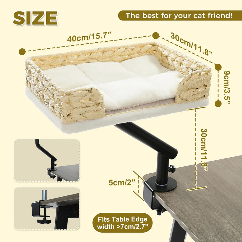 Load image into Gallery viewer, Cat Desk Bed, 360° Rotatable Cat Bed Stand for Indoor Cats, Adjustable Cat Basket, Cats Hammock for Table, Soft Cat Bed for Desk
