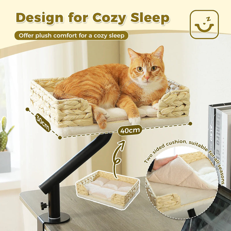 Load image into Gallery viewer, Cat Desk Bed, 360° Rotatable Cat Bed Stand for Indoor Cats, Adjustable Cat Basket, Cats Hammock for Table, Soft Cat Bed for Desk
