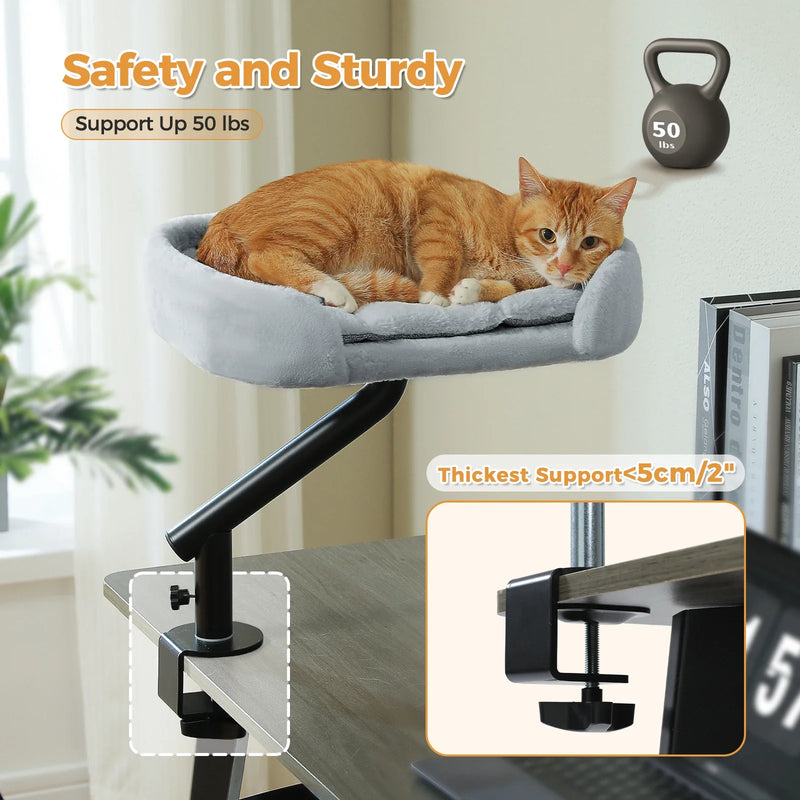 Load image into Gallery viewer, Cat Desk Bed, 360° Rotatable Cat Bed Stand for Indoor Cats, Adjustable Cat Basket, Cats Hammock for Table, Soft Cat Bed for Desk
