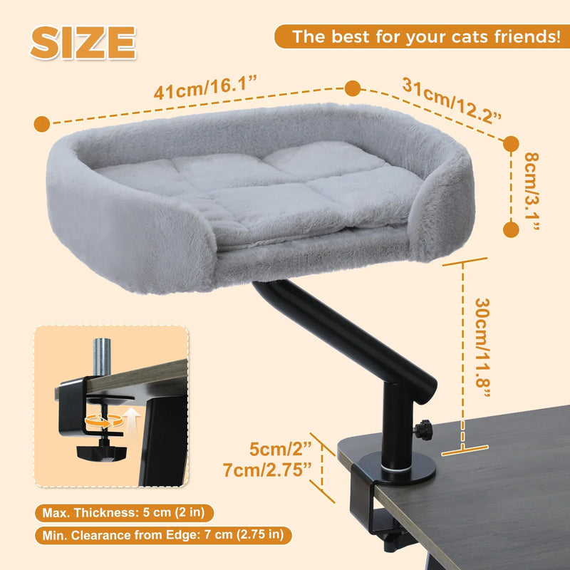 Load image into Gallery viewer, Cat Desk Bed, 360° Rotatable Cat Bed Stand for Indoor Cats, Adjustable Cat Basket, Cats Hammock for Table, Soft Cat Bed for Desk
