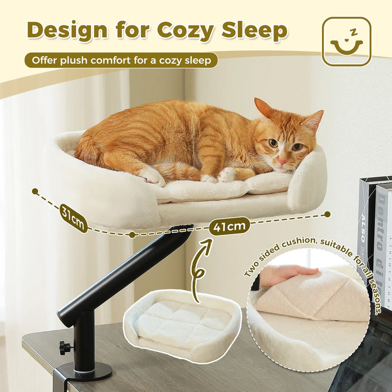 Load image into Gallery viewer, Cat Desk Bed, 360° Rotatable Cat Bed Stand for Indoor Cats, Adjustable Cat Basket, Cats Hammock for Table, Soft Cat Bed for Desk
