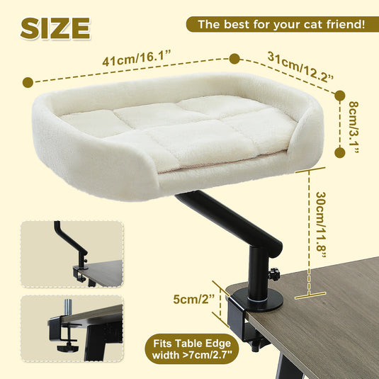 Cat Desk Bed, 360° Rotatable Cat Bed Stand for Indoor Cats, Adjustable Cat Basket, Cats Hammock for Table, Soft Cat Bed for Desk