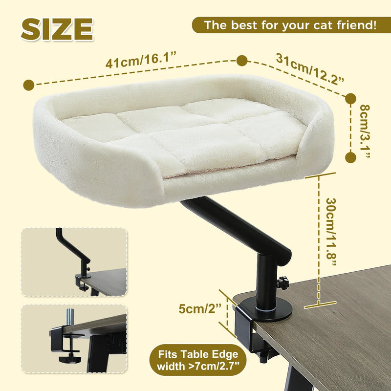 Load image into Gallery viewer, Cat Desk Bed, 360° Rotatable Cat Bed Stand for Indoor Cats, Adjustable Cat Basket, Cats Hammock for Table, Soft Cat Bed for Desk
