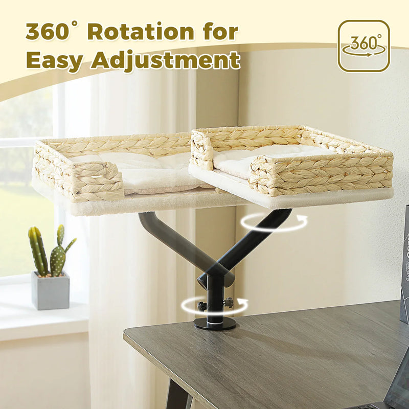 Load image into Gallery viewer, Cat Desk Bed, 360° Rotatable Cat Bed Stand for Indoor Cats, Adjustable Cat Basket, Cats Hammock for Table, Soft Cat Bed for Desk
