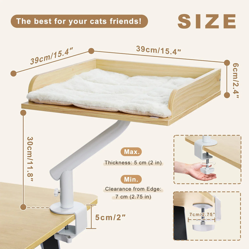 Load image into Gallery viewer, Cat Desk Bed, 360° Rotatable Cat Bed Stand for Indoor Cats, Adjustable Cat Basket, Cats Hammock for Table, Soft Cat Bed for Desk
