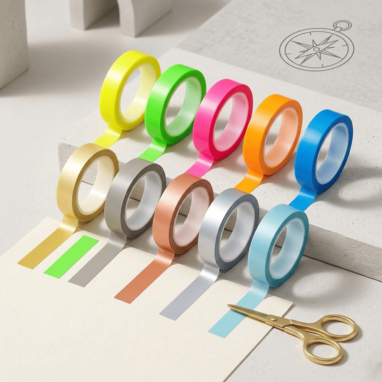 5 Roll Transparent Fluorescent Index Tabs 5m Sticky Note Highlight Tape