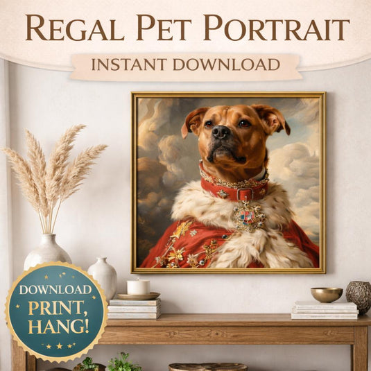 Regal Pet Portrait Dog Wall Art Printable Royal Digital Download 1x1 1280x1280