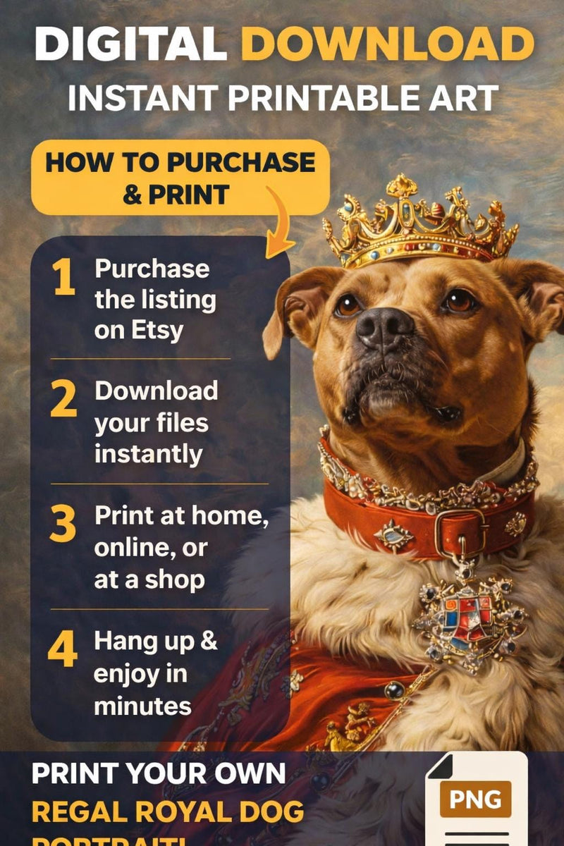 Load image into Gallery viewer, Royal Dog Portrait Printable Pitbull Wall Art Pet Digital Download Lover Gift 9x16 Modern

