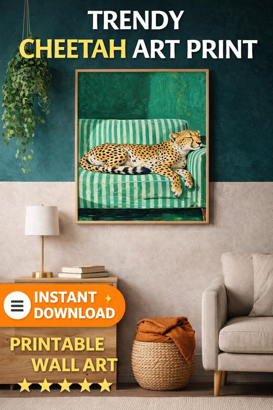 Cheetah Wall Art Printable Modern Animal Digital Download Eclectic Decor 9x16 720x1280