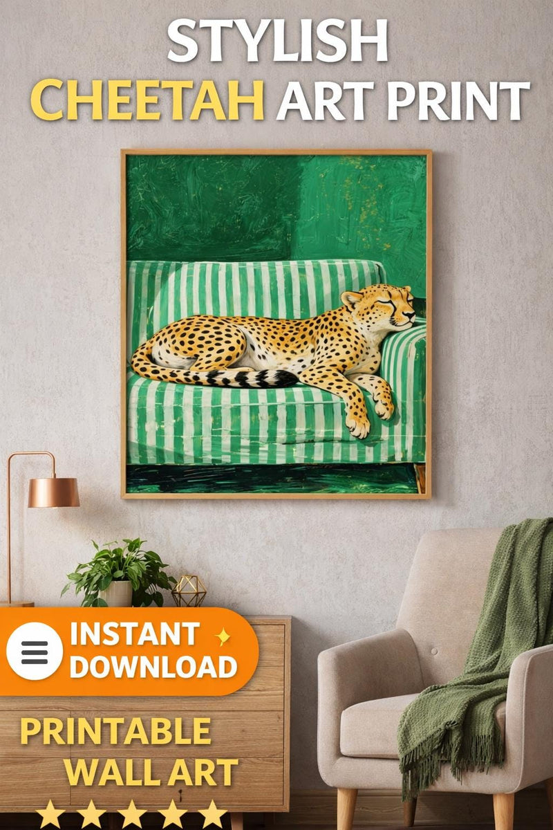 Load image into Gallery viewer, Cheetah Wall Art Printable Modern Animal Digital Download Eclectic Decor 9x16 720x1280
