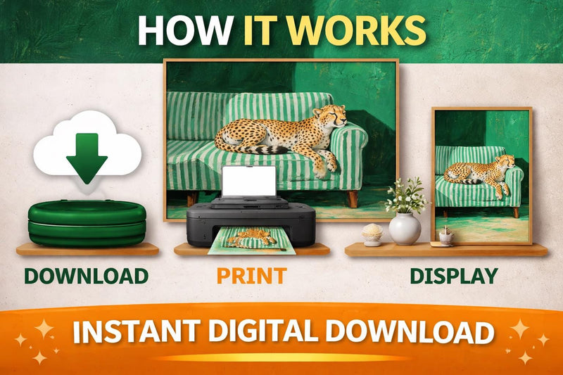 Load image into Gallery viewer, Cheetah Wall Art Printable Animal Decor Digital Download Modern Sofa 4x3 1024x768
