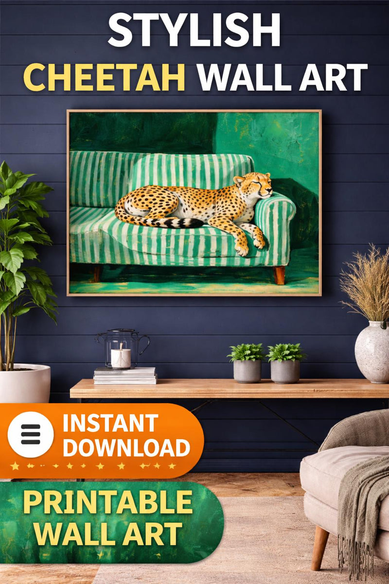 Load image into Gallery viewer, Cheetah Wall Art Printable Animal Decor Digital Download Modern Sofa 4x3 1024x768
