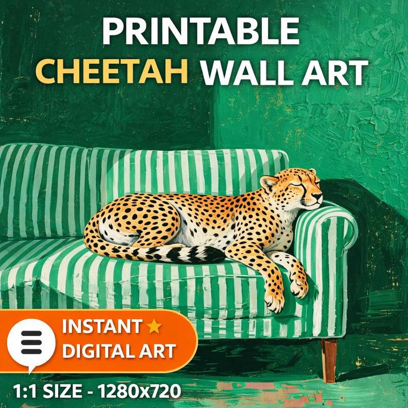 Load image into Gallery viewer, Cheetah Wall Art Printable Modern Animal Print Boho Decor Digital Download 1x1 1280x1280
