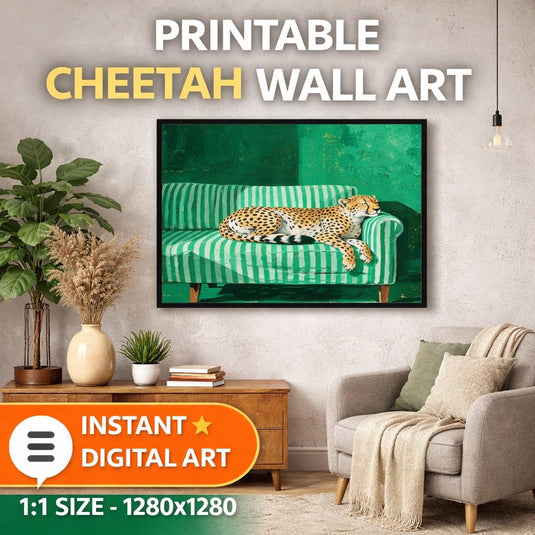 Cheetah Wall Art Printable Modern Animal Print Boho Decor Digital Download 1x1 1280x1280
