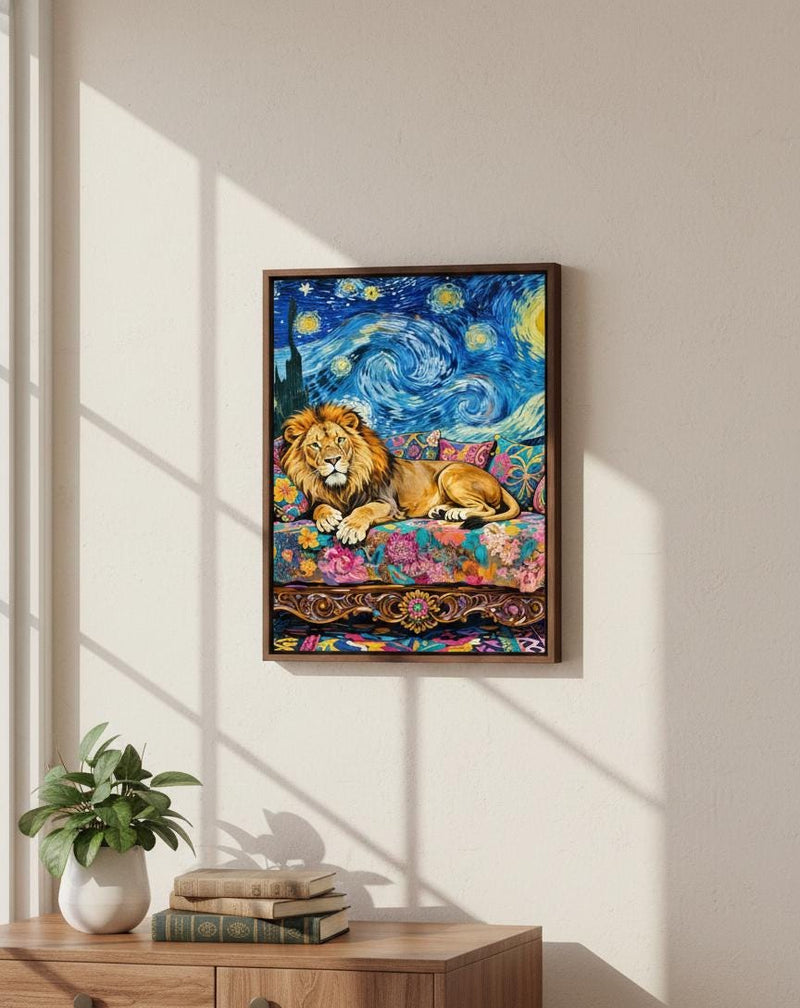 Load image into Gallery viewer, Lion Wall Art Digital Download Starry Night Boho Animal Printable Decor 3:4
