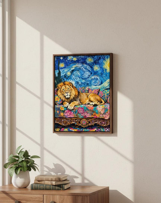 Lion Wall Art Digital Download Starry Night Boho Animal Printable Decor 3:4