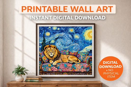 Lion Wall Art Printable Colorful Digital Download Animal Print 4x3 1024x768
