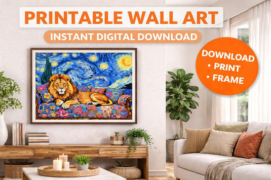 Lion Printable Wall Art Colorful Painting Digital Download Animal Decor 16x9 1280x720