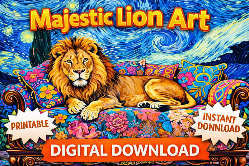 Load image into Gallery viewer, Lion Printable Wall Art Colorful Painting Digital Download Animal Decor 16x9 1280x720
