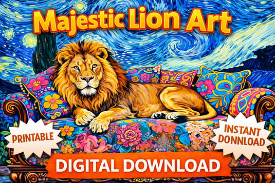 Lion Printable Wall Art Colorful Painting Digital Download Animal Decor 16x9 1280x720