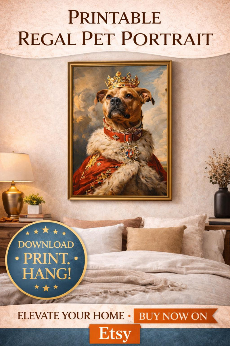 Load image into Gallery viewer, Regal Pet Portrait Dog Wall Art Printable Royal Painting Digital Download 3x4 768x1024
