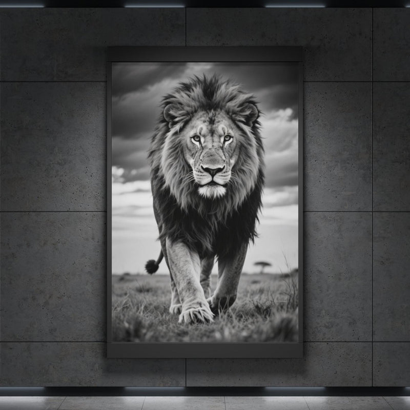 Load image into Gallery viewer, Black and White Lion Photography Print, Wildlife Wall Art (Digital Download)
