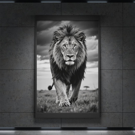 Black and White Lion Photography Print, Wildlife Wall Art (Digital Download)