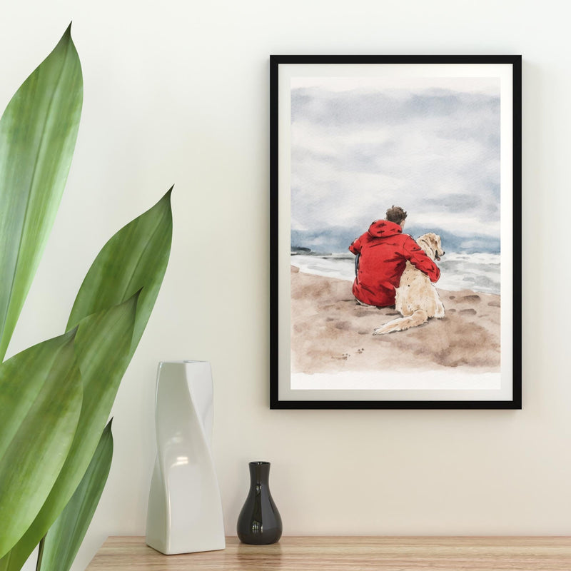 Load image into Gallery viewer, Dog Wall Art Printable Watercolor Painting Pet Lover Decor Beach Scene Instant Download 3x4
