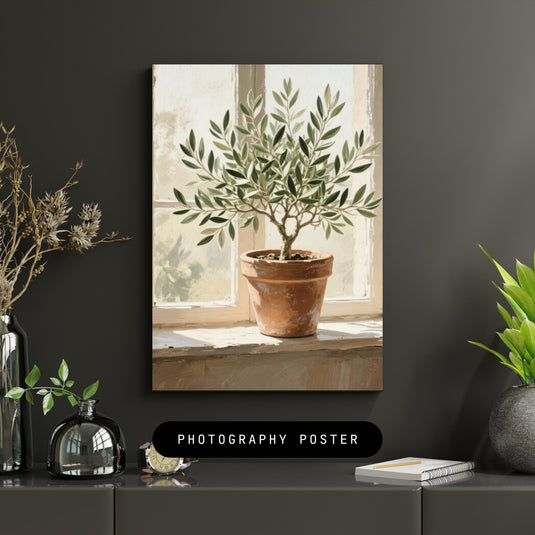 Minimalist Olive Tree Printable Wall Art, Neutral Botanical Print, Mediterranean Home Decor, Instant Download