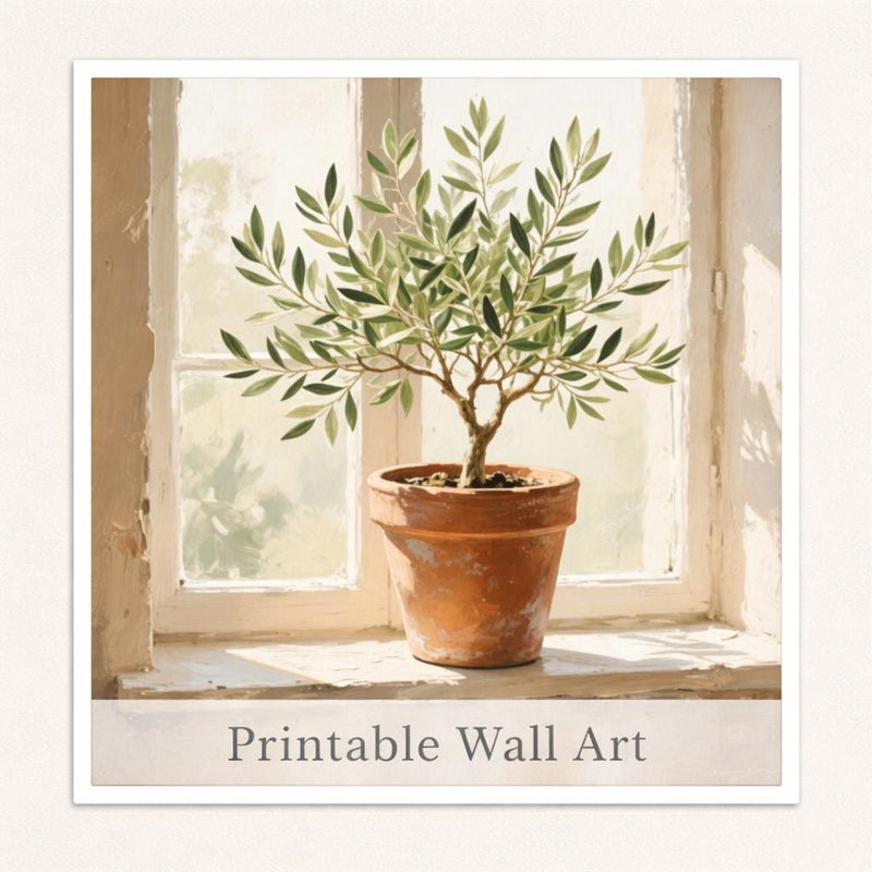 Load image into Gallery viewer, Minimalist Olive Tree Printable Wall Art, Neutral Botanical Print, Mediterranean Home Decor, Instant Download
