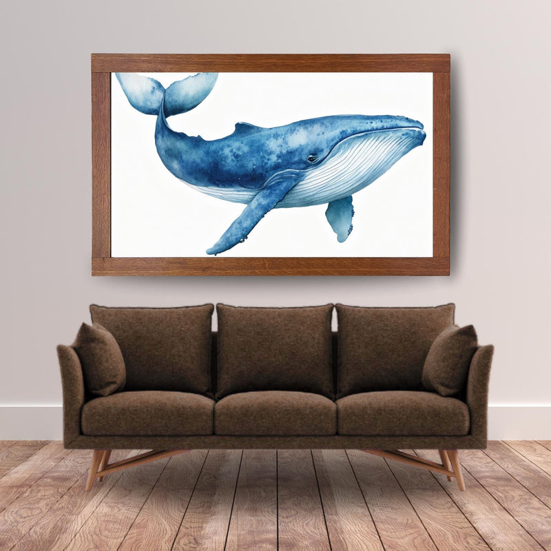 Load image into Gallery viewer, Blue Whale Art Minimalist Coastal Nursery Decor Square Digital Download 1:1
