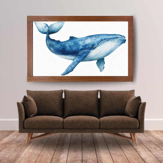Blue Whale Art Minimalist Coastal Nursery Decor Square Digital Download 1:1