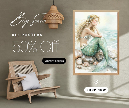 Watercolor Mermaid Wall Art Print, Blue Ocean Decor Digital Download