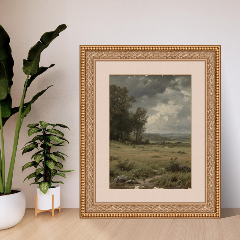 Load image into Gallery viewer, Vintage Countryside Landscape Painting, Rustic Farmhouse Wall Art Printable
