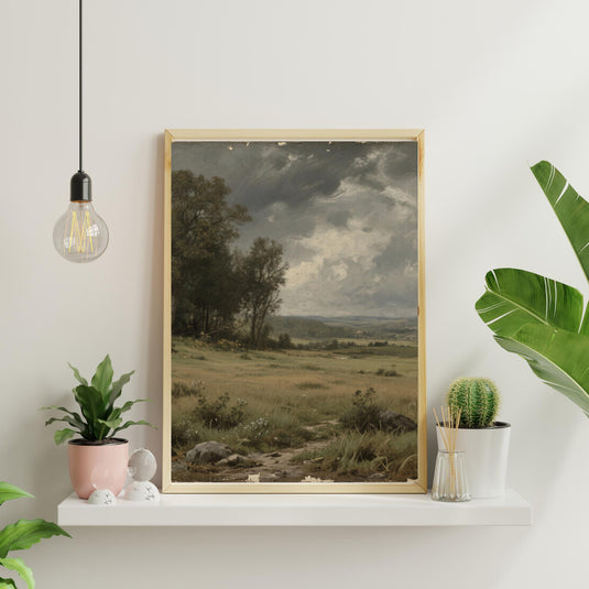 Antique Style Art Rural Landscape Moody Meadow 3x4 Printable Download