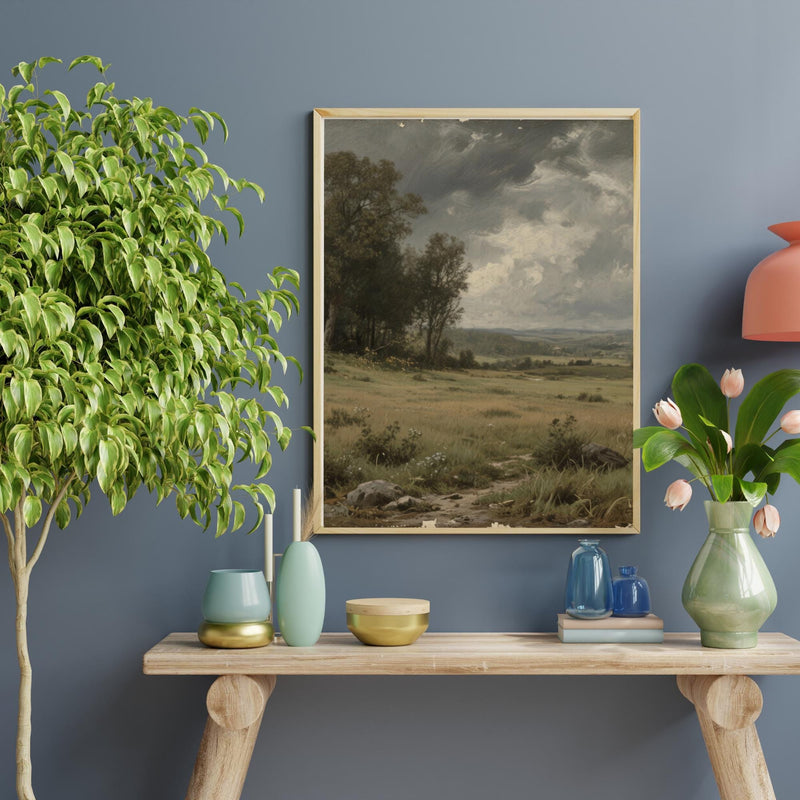 Load image into Gallery viewer, Antique Style Art Rural Landscape Moody Meadow 3x4 Printable Download
