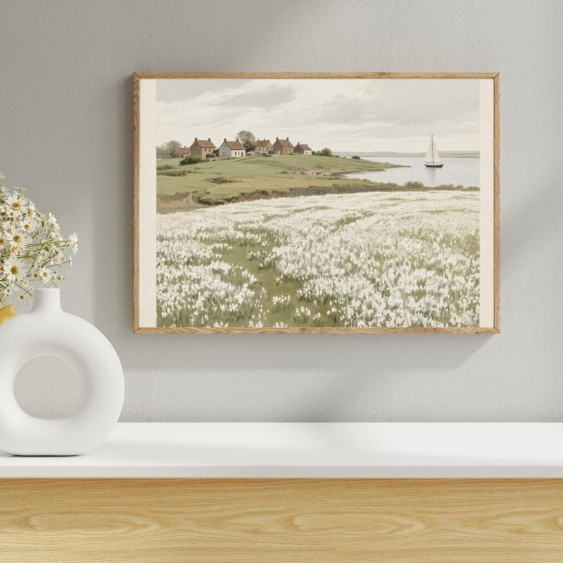 Load image into Gallery viewer, Countryside Wall Art Wildflower Meadow English Cottage Rustic Coastal Square Digital Download 1:1

