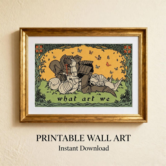 Medieval Knight Battle Art Print, Gothic Tapestry Dark Academia Fantasy Wall Decor 1280x720