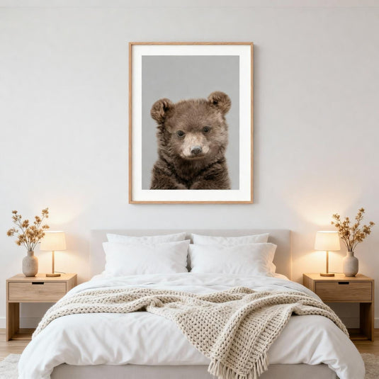 Baby Bear Nursery Artwork, Woodland Animal Portrait Digital Download Vertical Decor Print