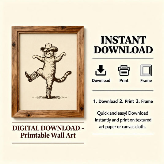 Western Nursery Wall Art Set of 3 Funny Cowboy Animal Printable Decor