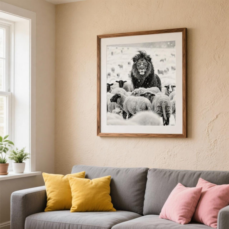 Load image into Gallery viewer, Faith Based Decor Lion Among Sheep Leadership Wall Art Printable
