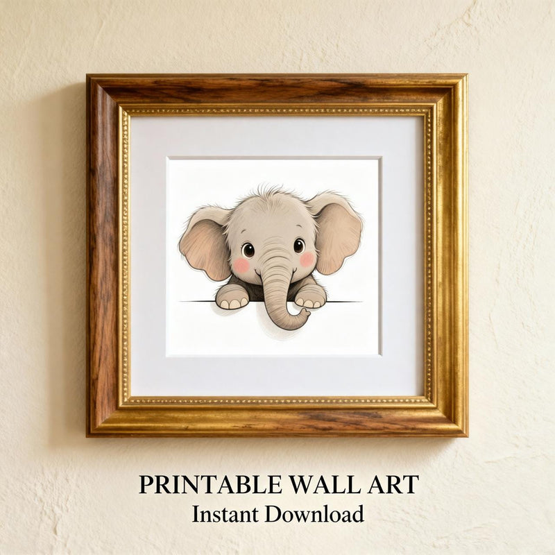Load image into Gallery viewer, Neutral Nursery Wall Art Giraffe Bear Elephant Print Set Digital Download
