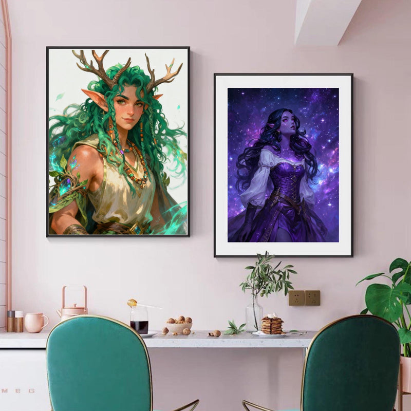 Load image into Gallery viewer, Fantasy Elf Wall Art Printable, Celestial Goddess Decor, Woodland Fairy Digital Download 1024x1024
