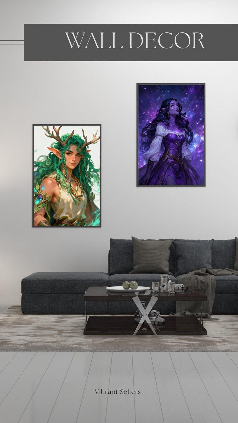Load image into Gallery viewer, Fantasy Elf Wall Art Printable, Celestial Goddess Decor, Woodland Fairy Digital Download 1024x1024
